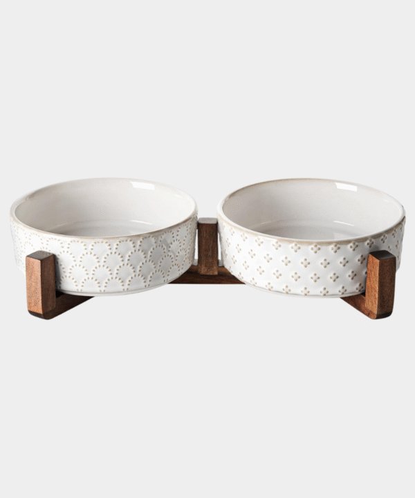 LE TAUCI Dog Bowl Set with Acacia